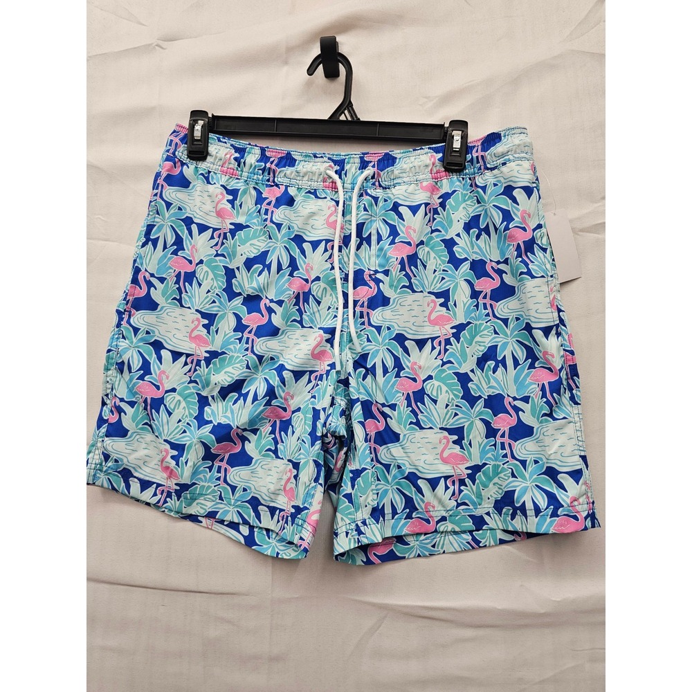 Member's Mark Mens Resort Swim Trunks Light Blue Flamingo Tropical ASAE251050 L
